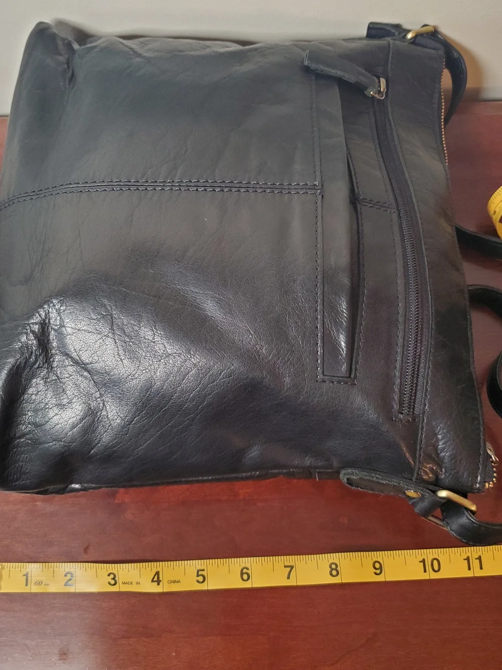 LEDERBUCK - Olga - Black Genuine Leather Crossbody Bag Soft Triple-Zip Purse